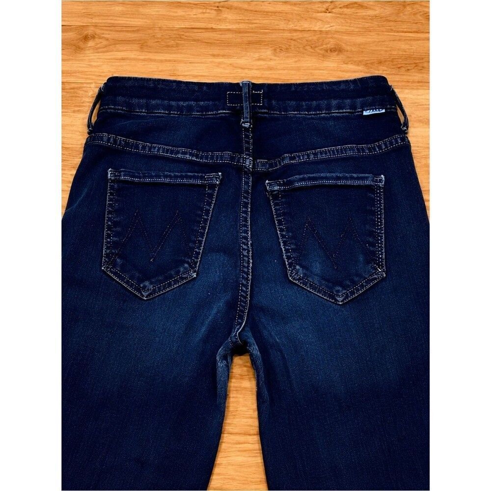 MOTHER High Waisted Looker Crop Jeans 25x23 Dark Wash Stretch Frayed Hem EUC - Picture 4 of 14